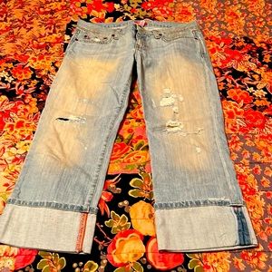 Abercrombie & Fitch distressed style cuffed cropped jeans